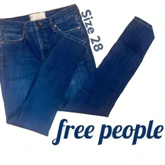 Free People High Rise Stretch Skinny Jeans Sz W 28R Dark Wash 61855-16515125 - Picture 1 of 5